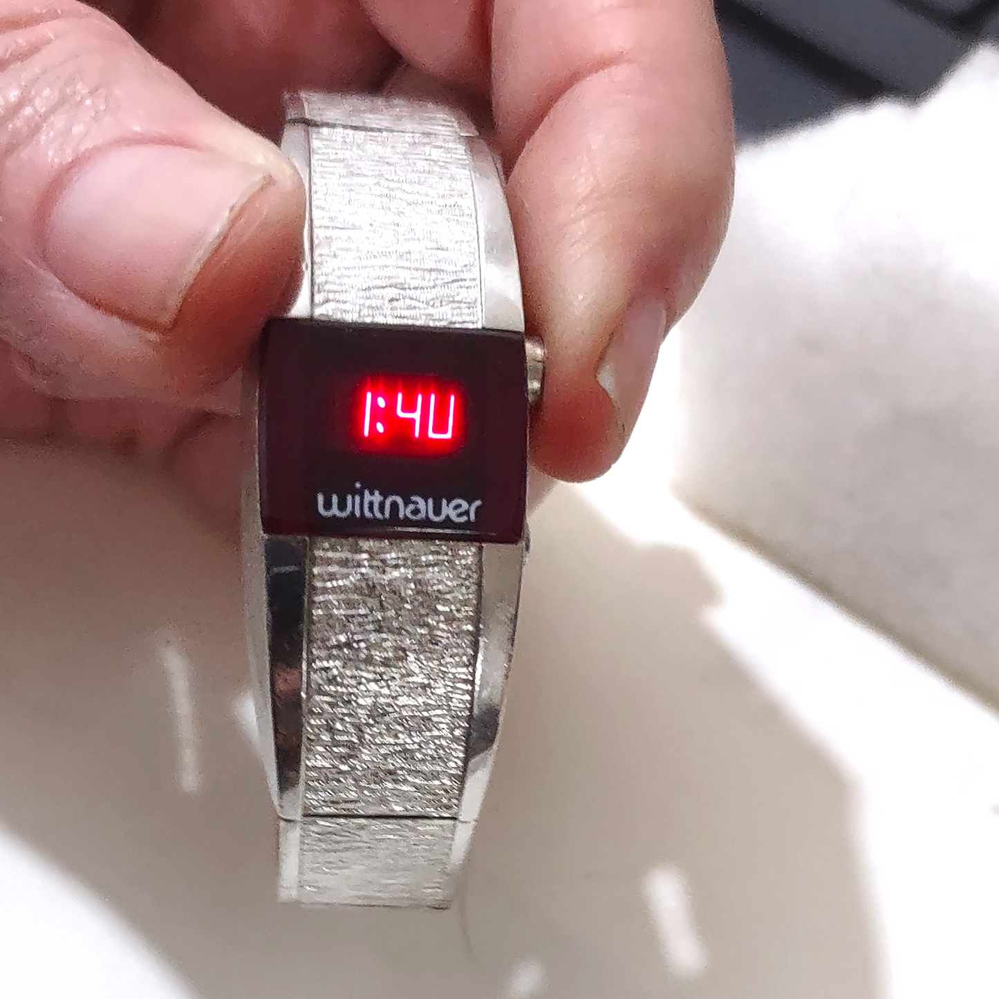 10k White Rolled Gold Red LED Digital Lady's Watch by Wittnauer