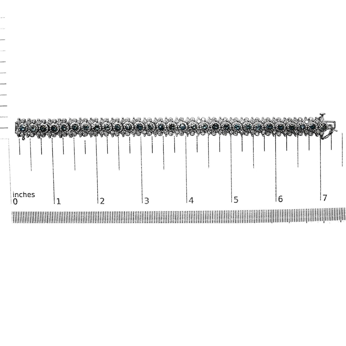 14K White Gold Blue & White Diamond Vintage-Inspired Bracelet