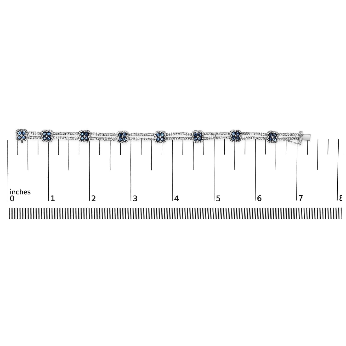 18K White Gold Diamond and Sapphire Double Row Link Bracelet