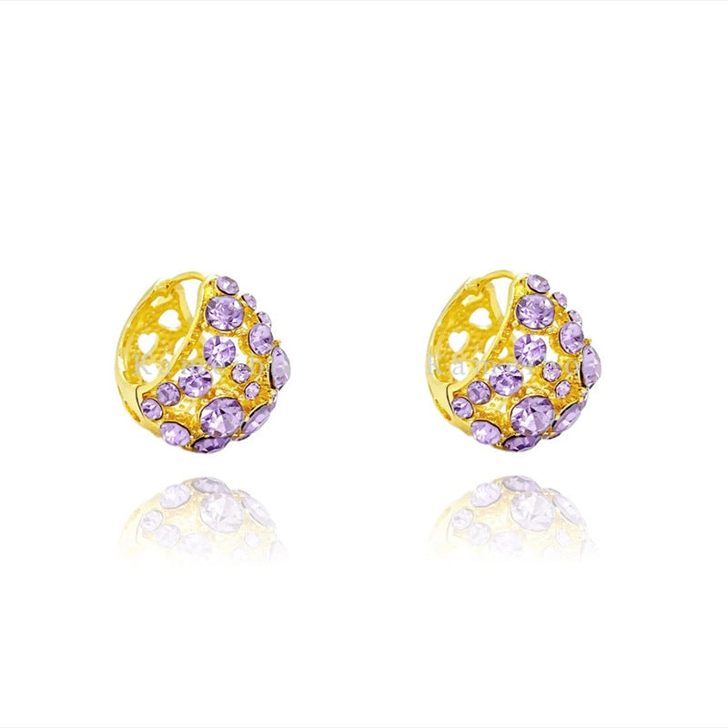 Light Luxury Purple Full Diamond Ear Clip Women
