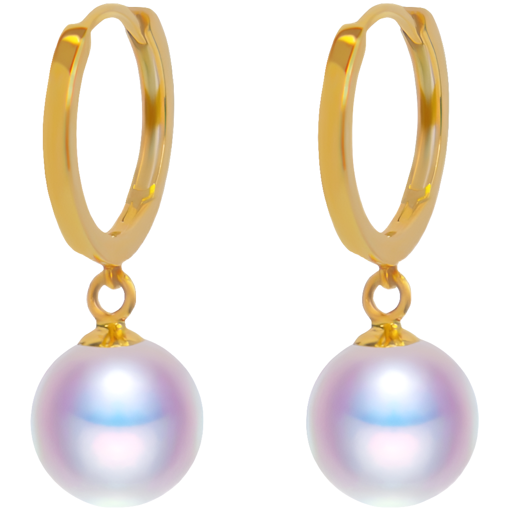 18K Gold Freshwater Pearl Dangle Earrings