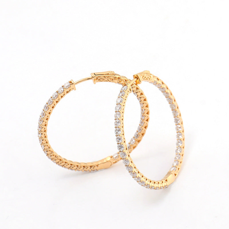 Gold Over Sterling Mosanite Hoop Earrings