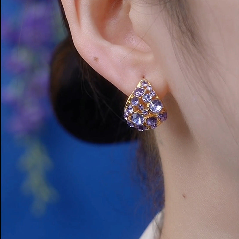 Light Luxury Purple Full Diamond Ear Clip Women