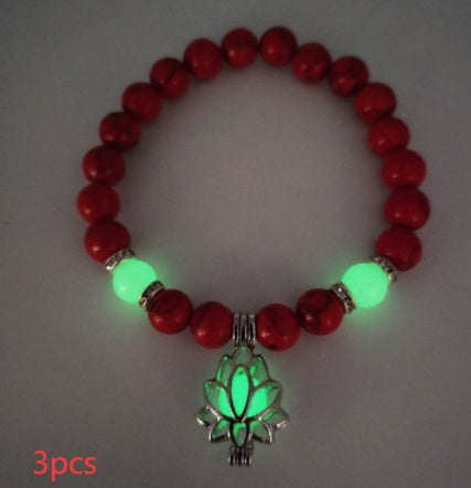 Energy Luminous Lotus Natural Stone Turquoise Bead Bracelet