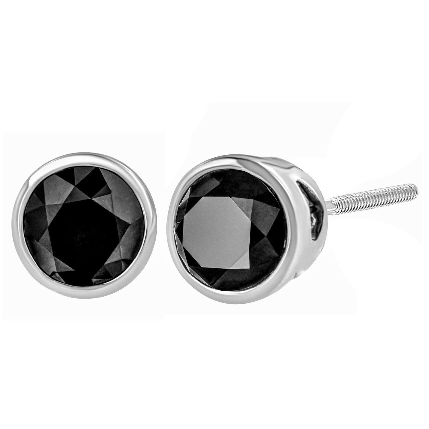 14K White Gold Brilliant-Cut Black Diamond  Stud Earrings