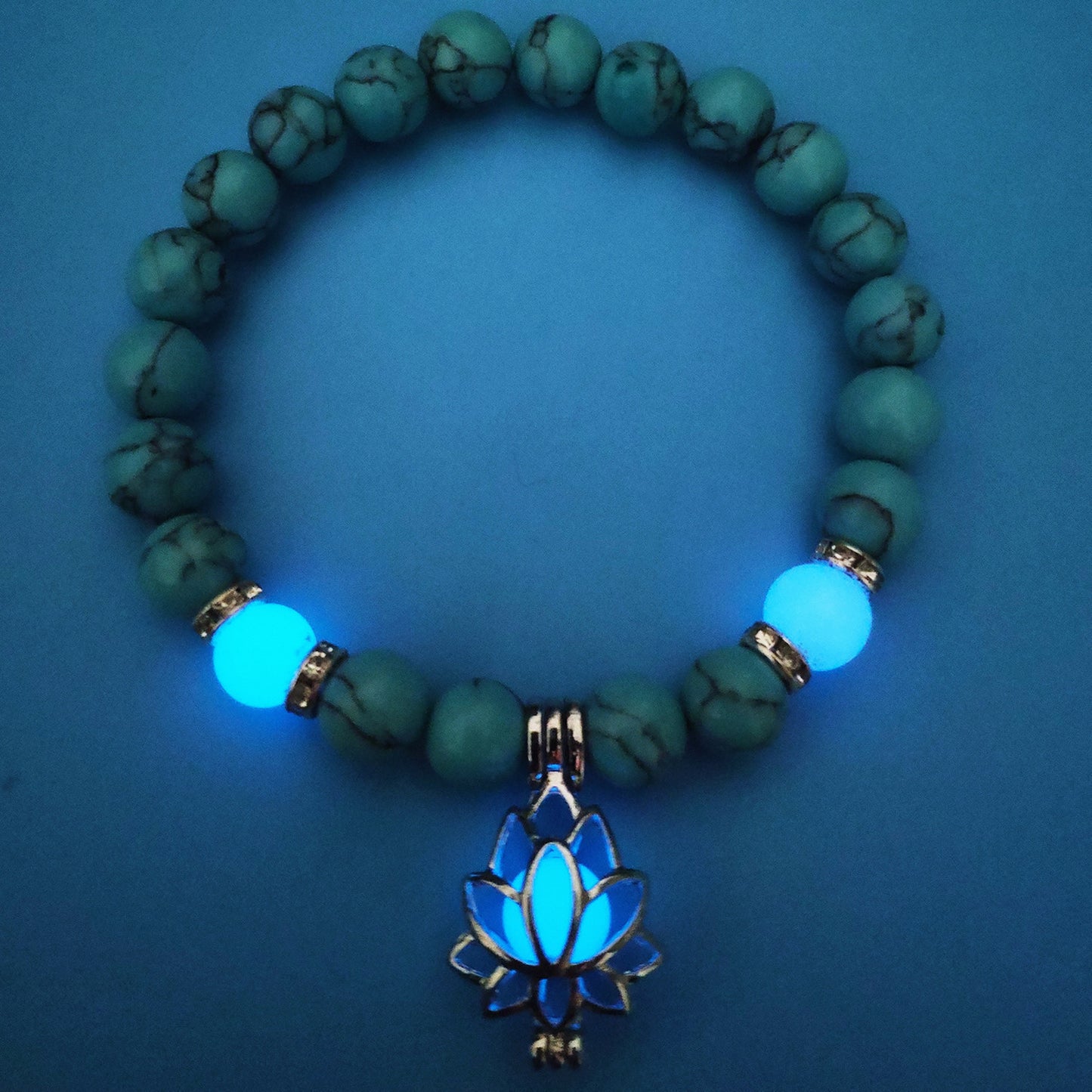 Energy Luminous Lotus Natural Stone Turquoise Bead Bracelet