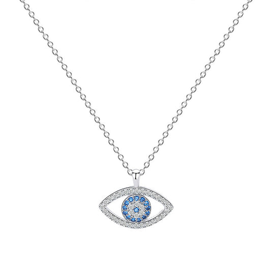 Sterling Silver Evil Eye Pendant Necklace