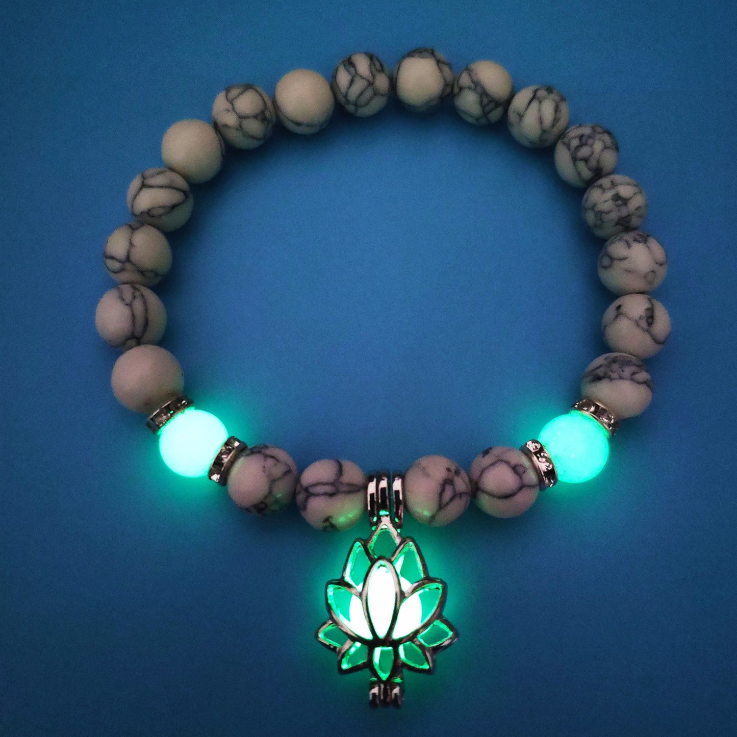 Energy Luminous Lotus Natural Stone Turquoise Bead Bracelet