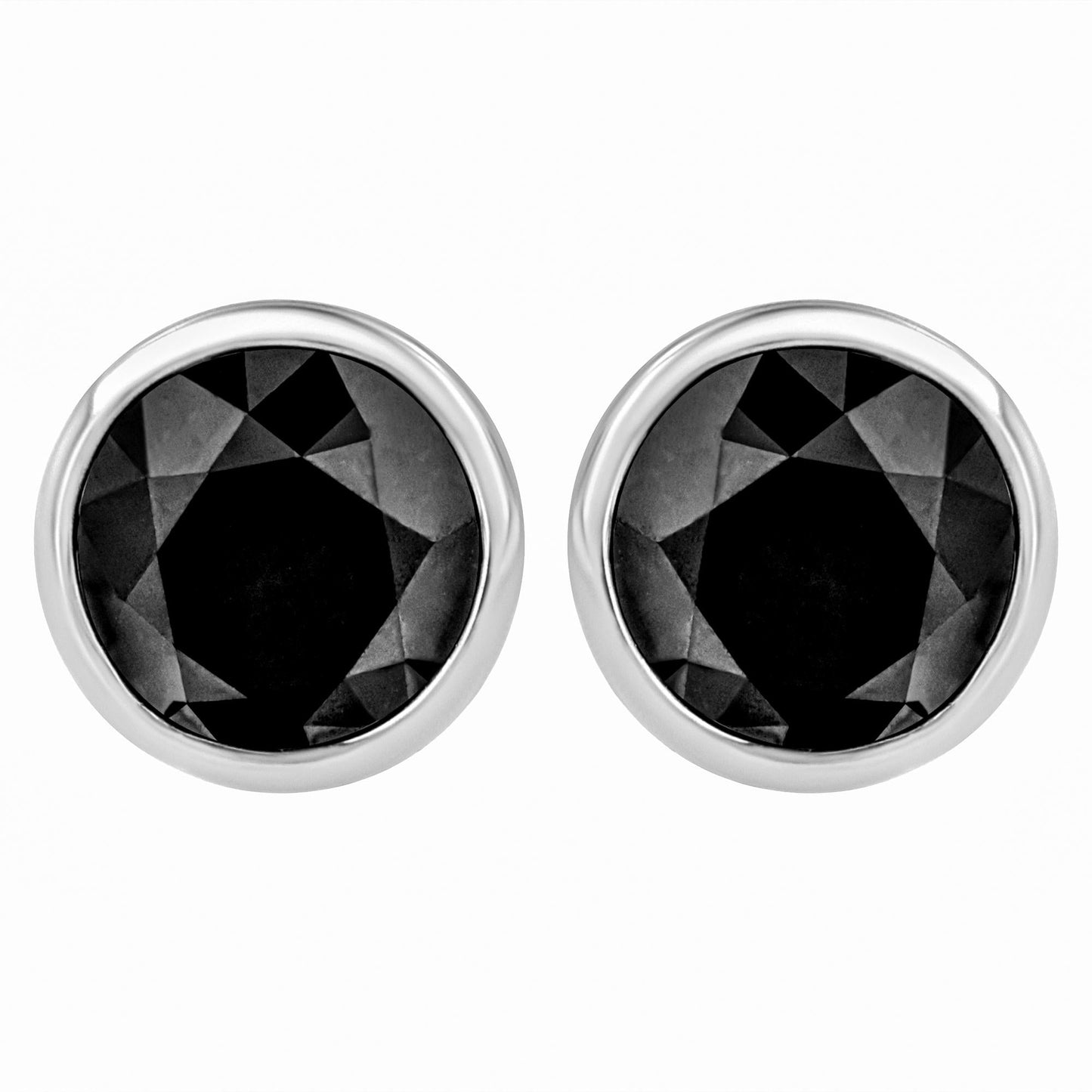 14K White Gold Brilliant-Cut Black Diamond  Stud Earrings