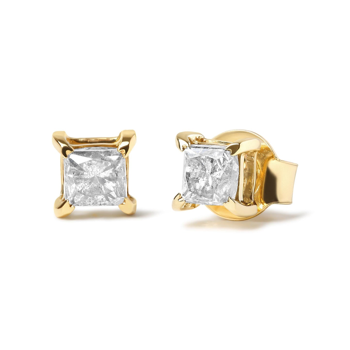 10K Gold Princess Cut Diamond Stud Earrings