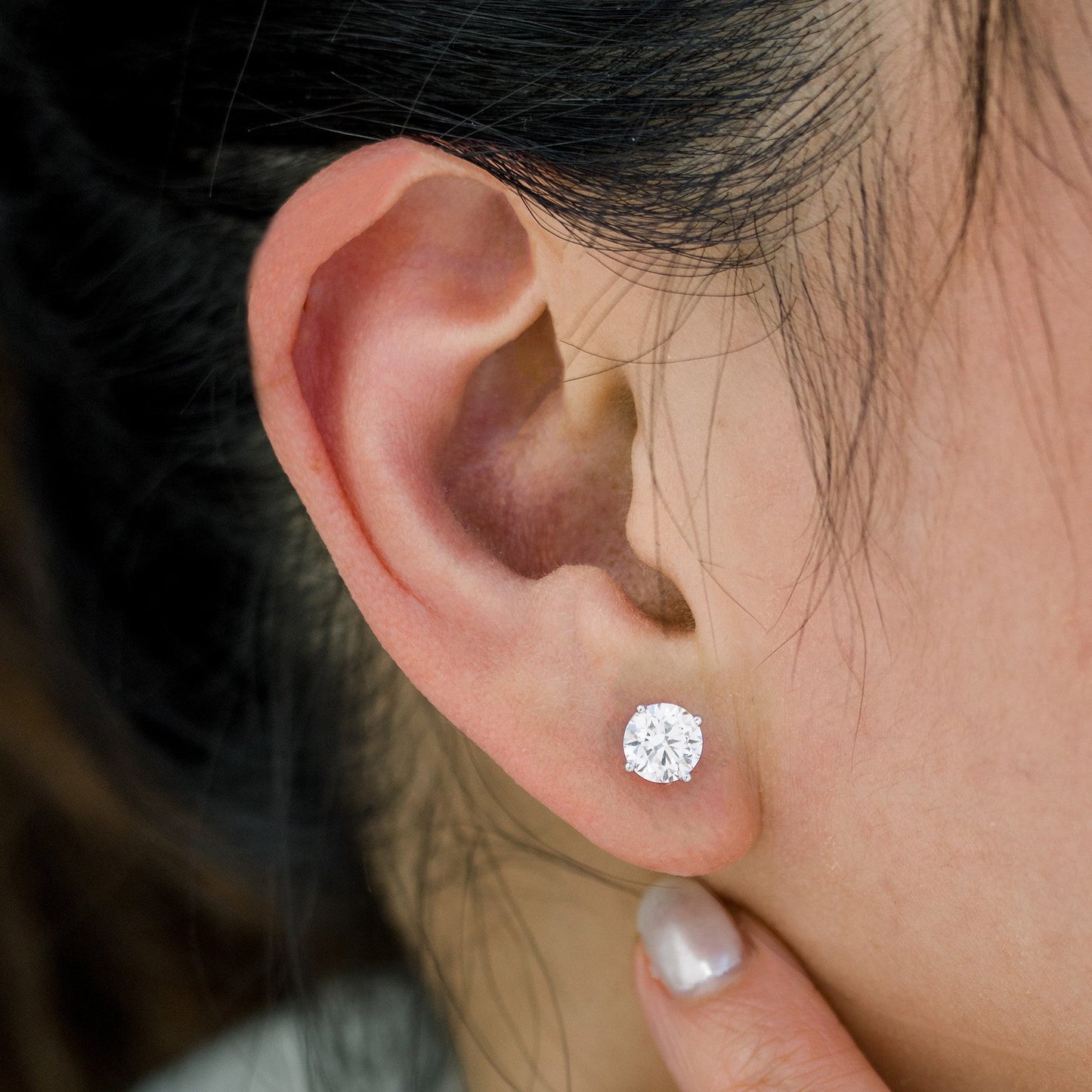 AGI Certified Lab-Grown Diamond Stud Earrings in 14k