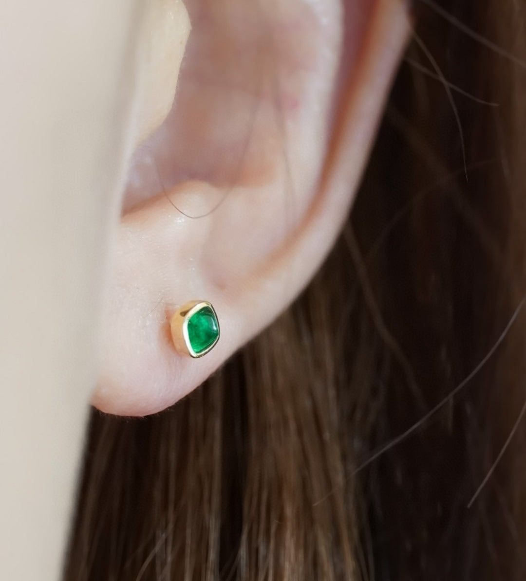 18k Sugar Tower Emerald Stud Earrings