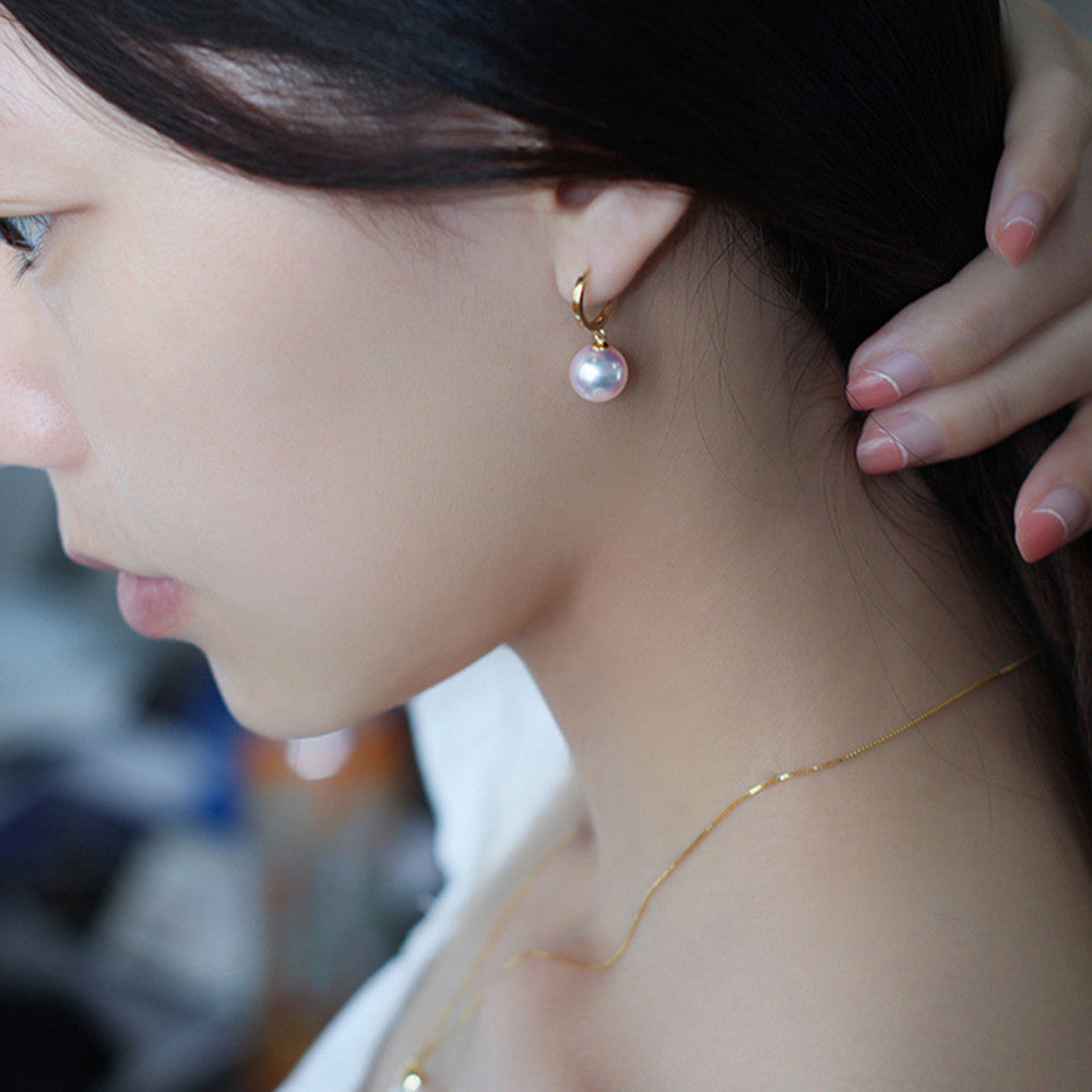18K Gold Freshwater Pearl Dangle Earrings