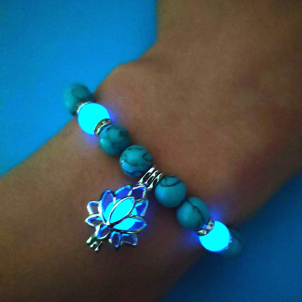 Energy Luminous Lotus Natural Stone Turquoise Bead Bracelet