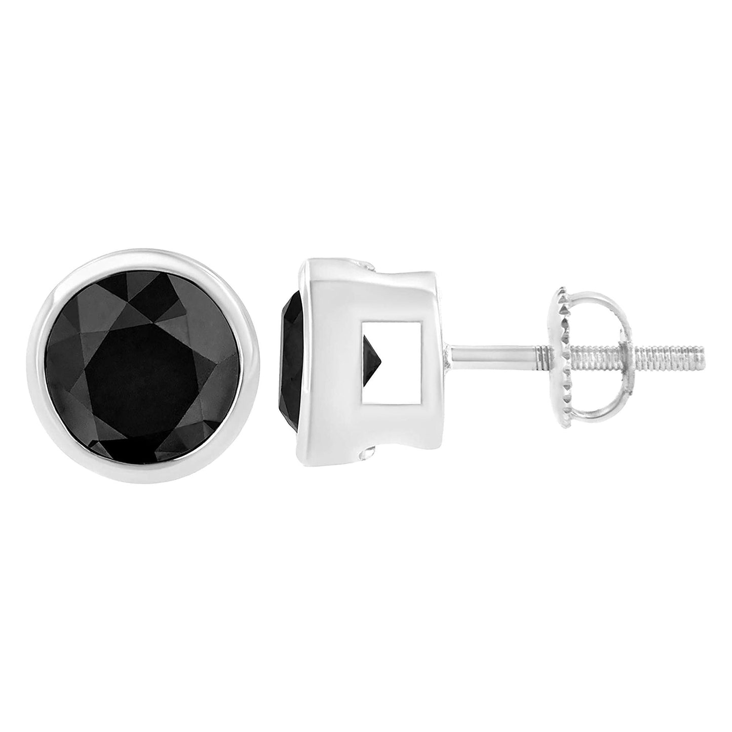 14K White Gold Brilliant-Cut Black Diamond  Stud Earrings