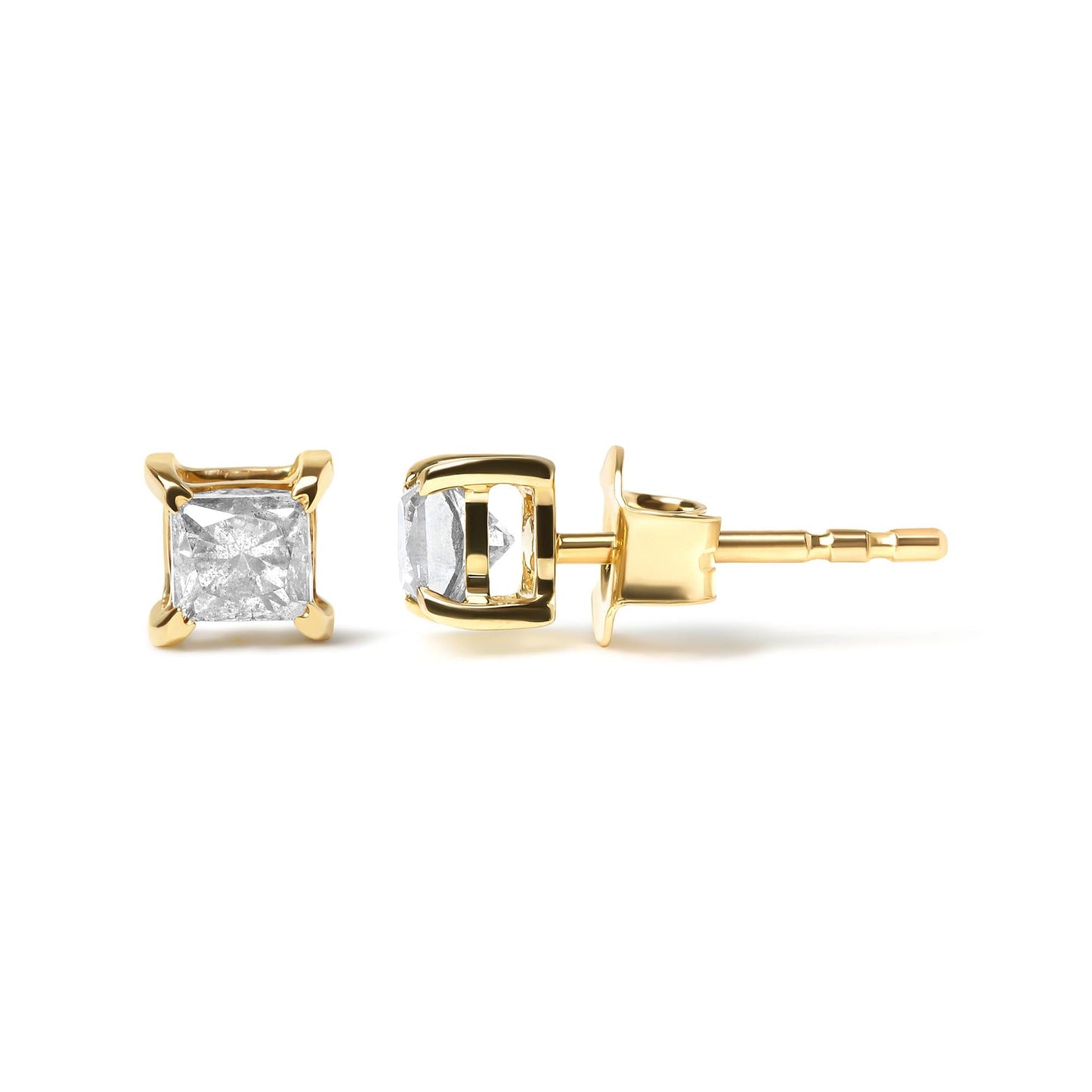 10K Gold Princess Cut Diamond Stud Earrings