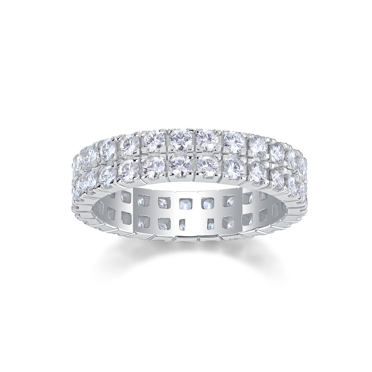 Sterling Silver Mosanite Multi Row Wedding/Anniversary Band