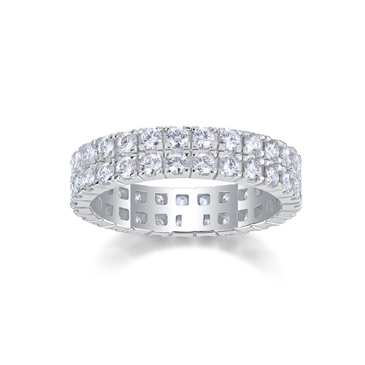 Sterling Silver Mosanite Multi Row Wedding/Anniversary Band