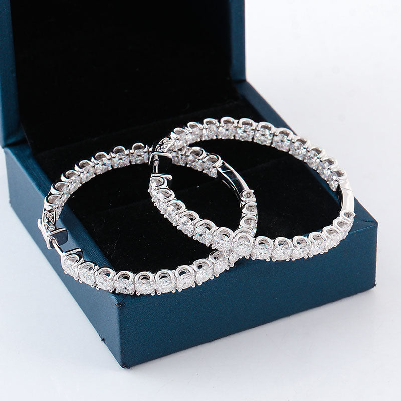 Gold Over Sterling Mosanite Hoop Earrings