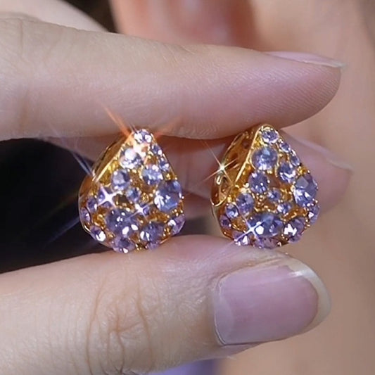 Light Luxury Purple Full Diamond Ear Clip Women
