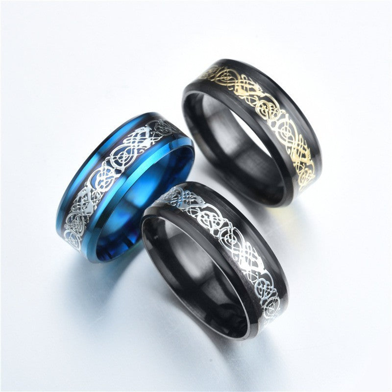 Titanium Steel Dragon Design Wedding Ring