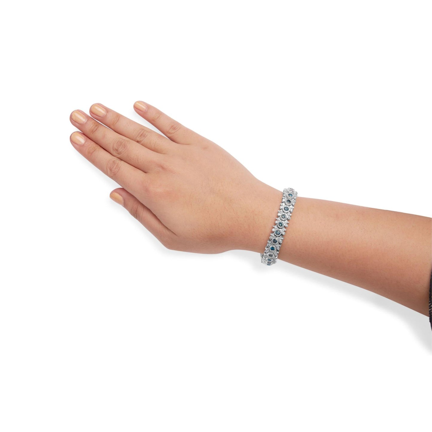 14K White Gold Blue & White Diamond Vintage-Inspired Bracelet