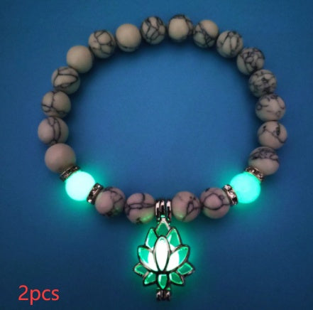 Energy Luminous Lotus Natural Stone Turquoise Bead Bracelet