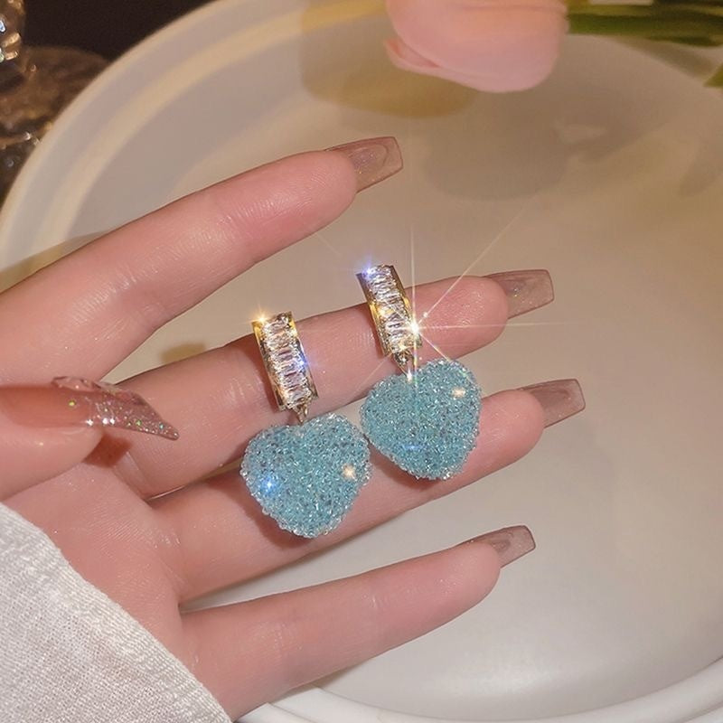 Love Is Full Of Peach Heart Earrings Temperament And High Sense