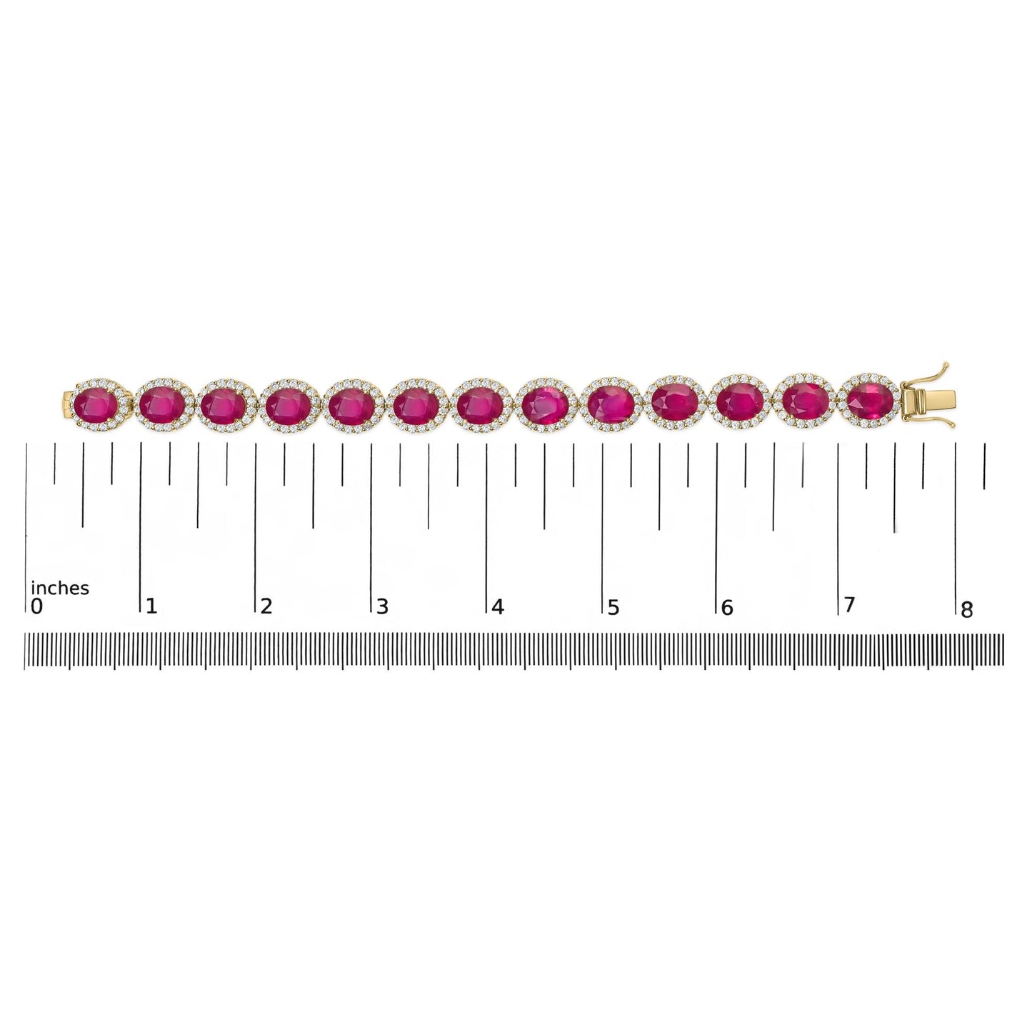 14K Gold Diamond  and Ruby Halo Link BraceletI