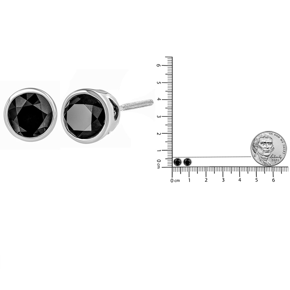 14K White Gold Brilliant-Cut Black Diamond  Stud Earrings