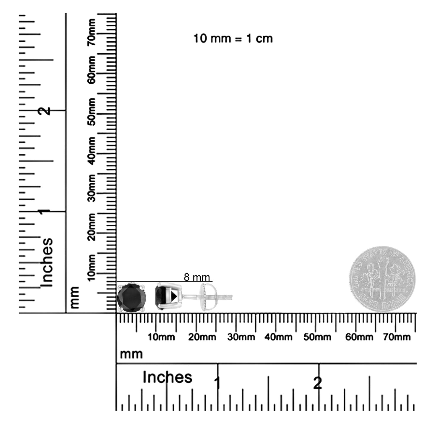 14K White Gold Brilliant-Cut Black Diamond  Stud Earrings