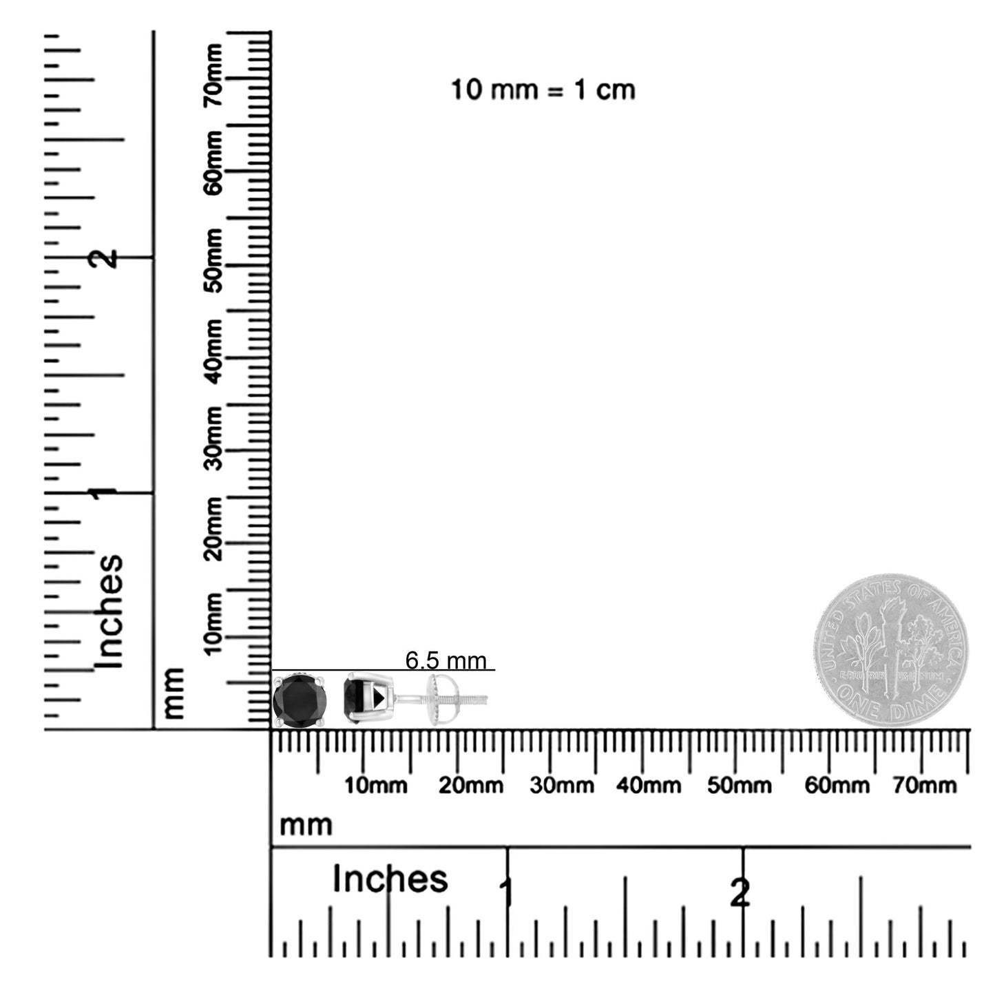 14K White Gold Brilliant-Cut Black Diamond  Stud Earrings