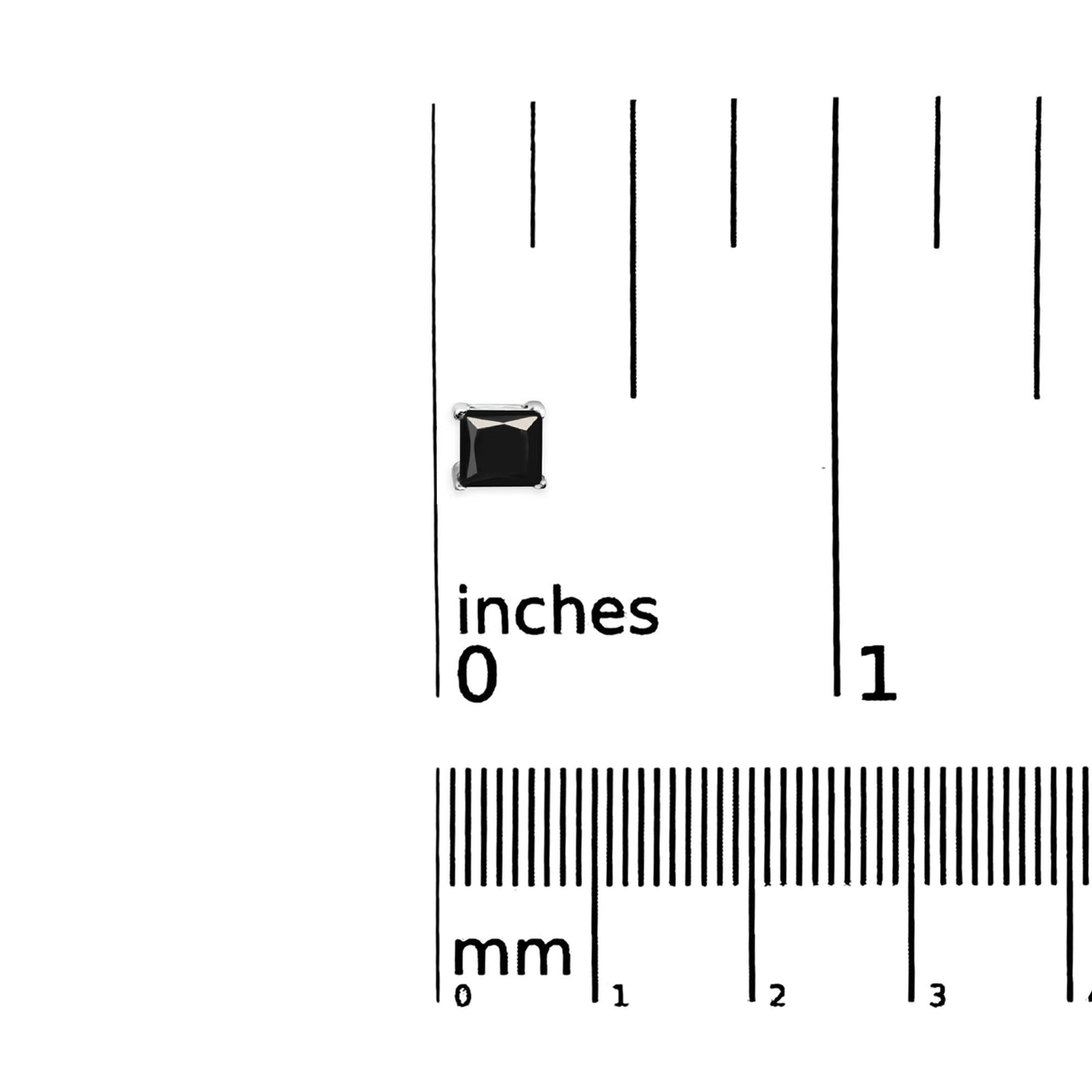 14K White Gold Princess-Cut Black Diamond Studs