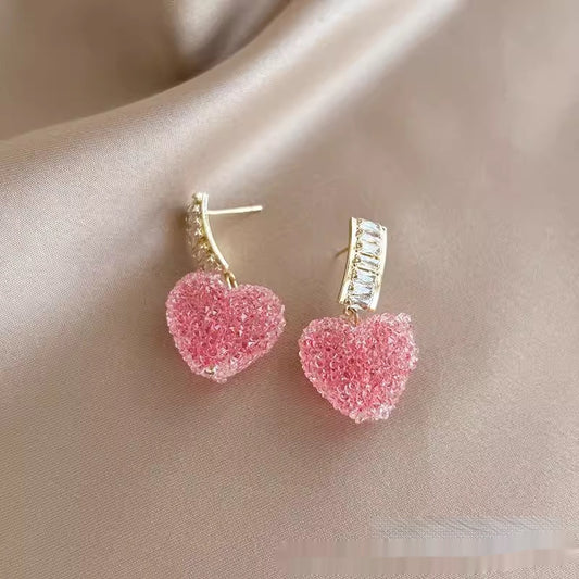 Love Is Full Of Peach Heart Earrings Temperament And High Sense