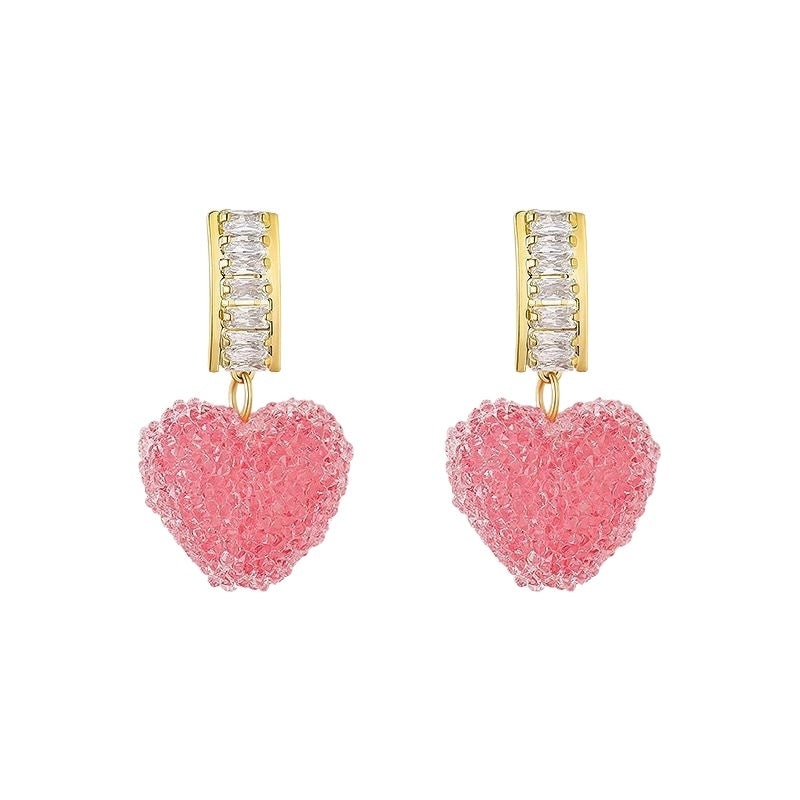 Love Is Full Of Peach Heart Earrings Temperament And High Sense