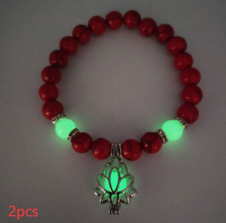 Energy Luminous Lotus Natural Stone Turquoise Bead Bracelet