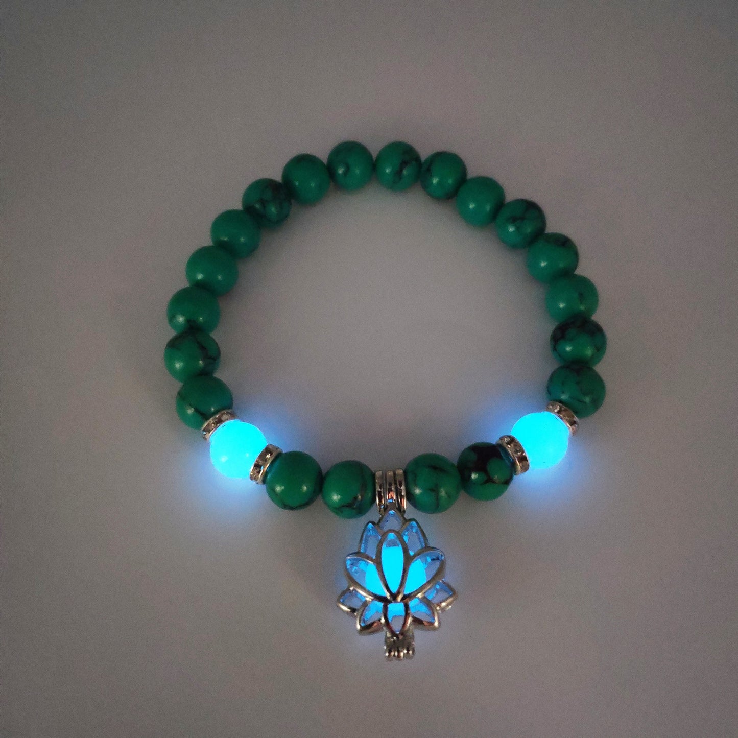Energy Luminous Lotus Natural Stone Turquoise Bead Bracelet