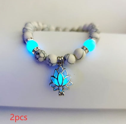 Energy Luminous Lotus Natural Stone Turquoise Bead Bracelet