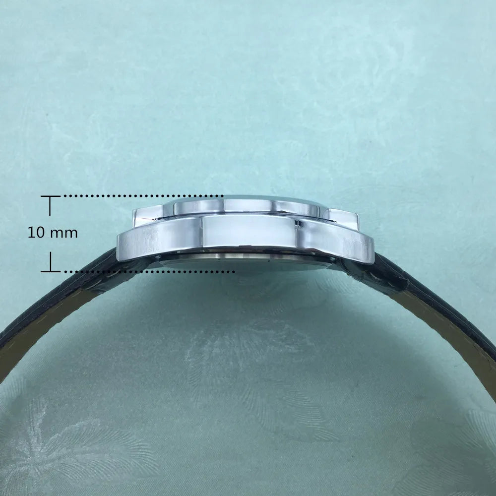 Braille Tactile Wrist Watch With Blue Face,Leather Strap