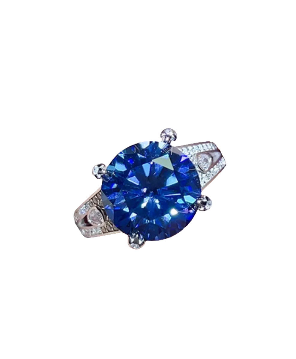 5 Ctw. Royal Blue Moissanite Sterling Silver Ring