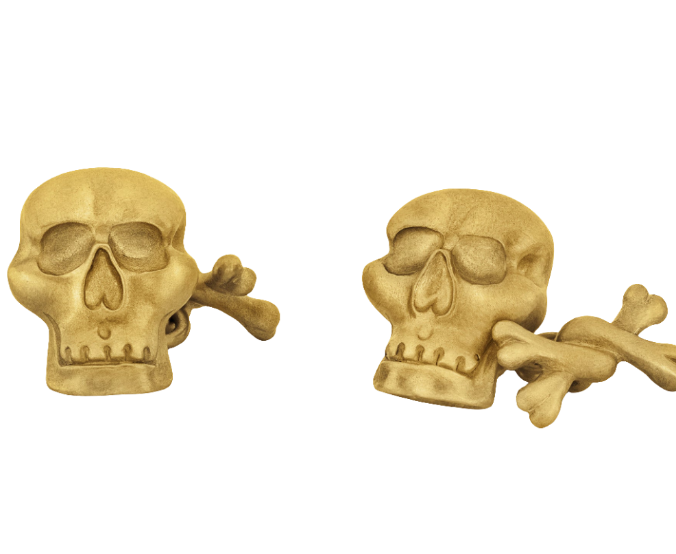 18k Gold Skull & Cross Bones Cuff Links