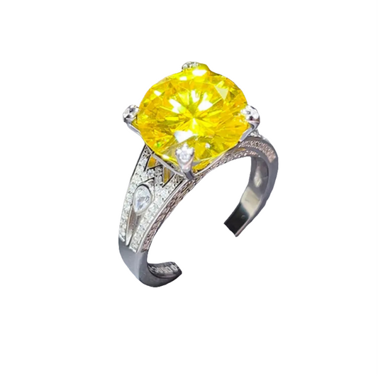 5 Ctw.Sunshine Moissanite Sterling Silver Ring