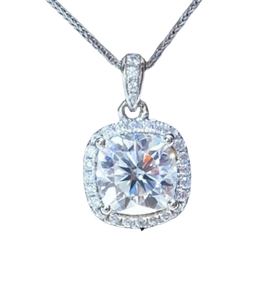 5 Ctw. Moissanite Sterling Silver Pendant Necklace