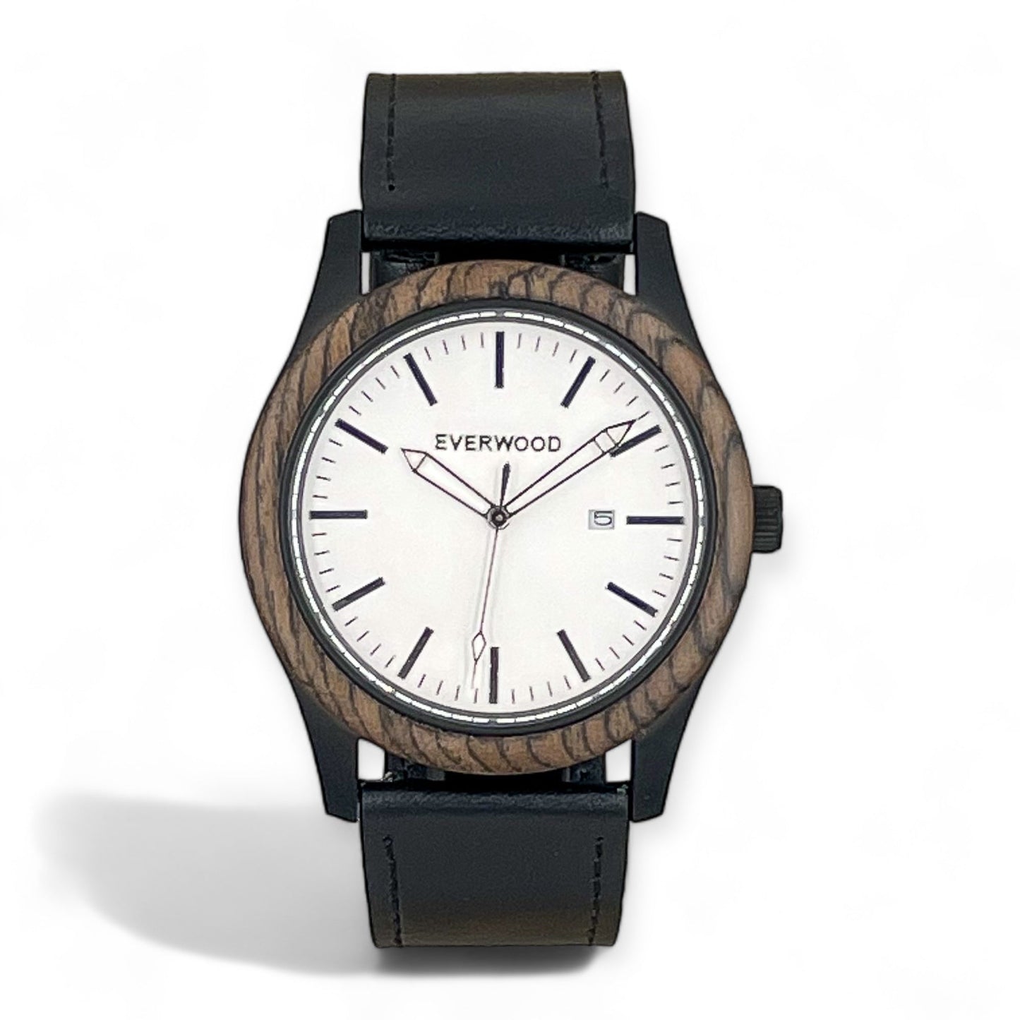 Inverness  Walnut & Black Leather Casual Quartz Watch