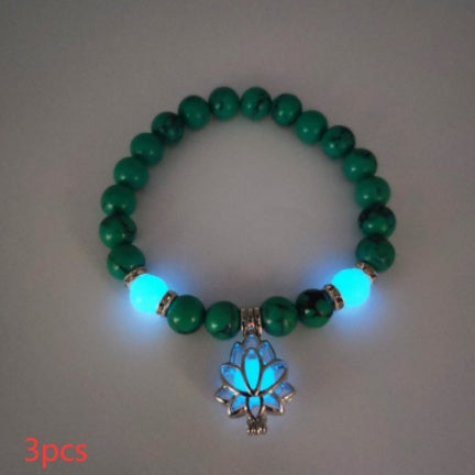 Energy Luminous Lotus Natural Stone Turquoise Bead Bracelet