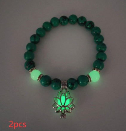 Energy Luminous Lotus Natural Stone Turquoise Bead Bracelet
