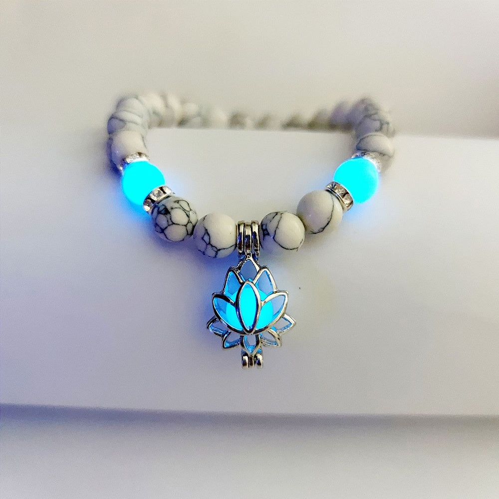 Energy Luminous Lotus Natural Stone Turquoise Bead Bracelet