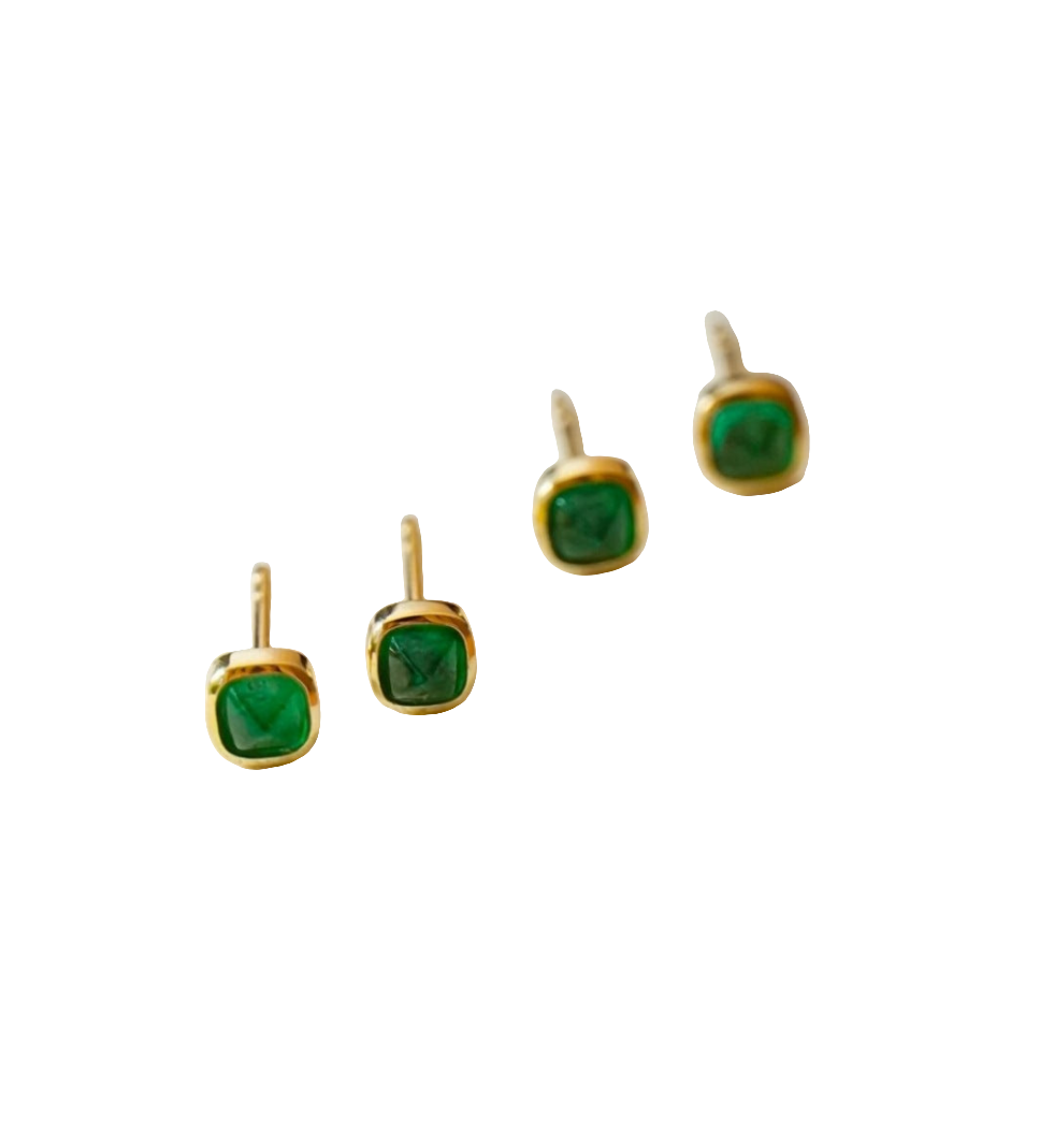 18k Sugar Tower Emerald Stud Earrings