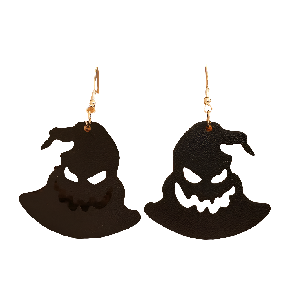 Soft PU Leather Witches Hat Earrings