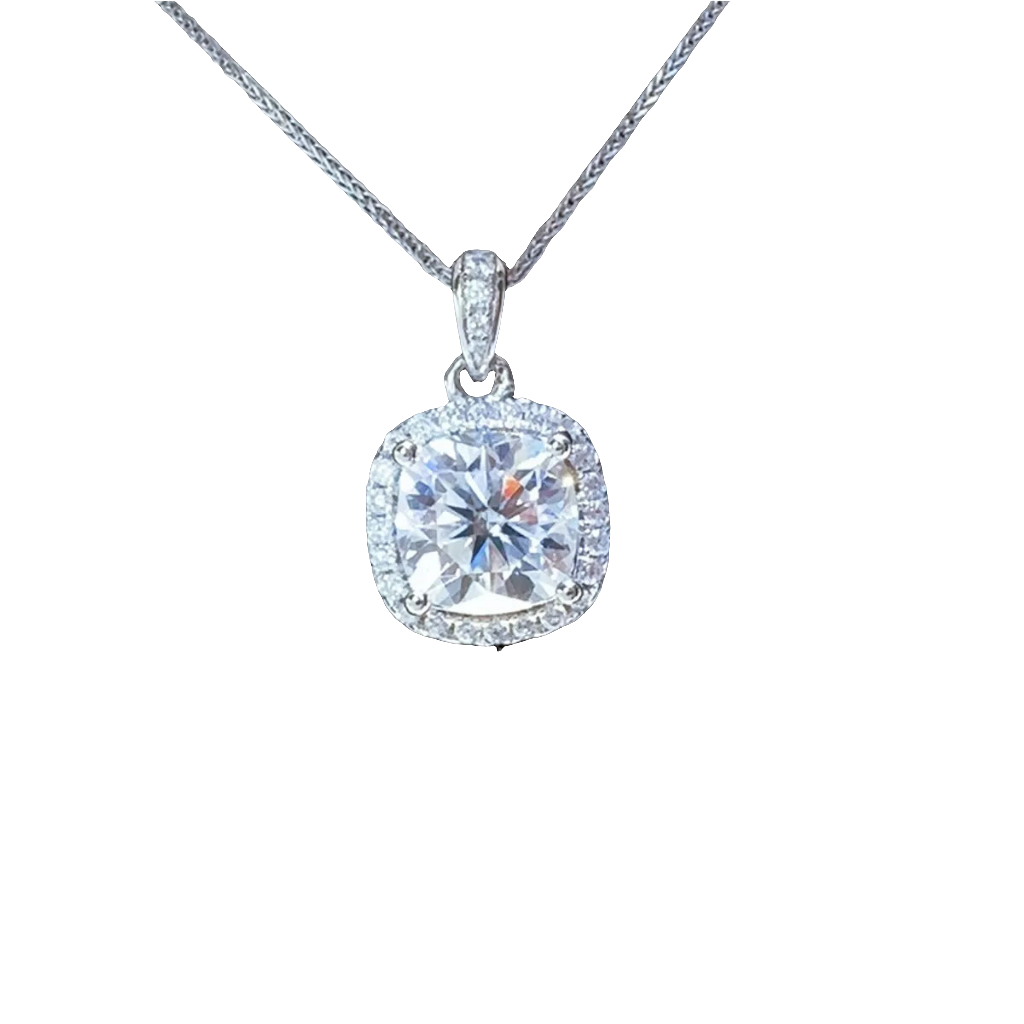 5 Ctw. Moissanite Sterling Silver Pendant Necklace